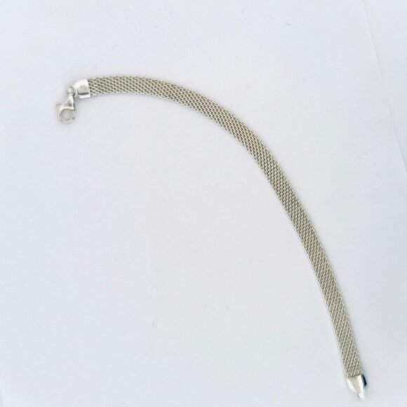 Estate Sterling Silver 925 Mesh Bracelet 6.5in Italy Marked 925 Lobster Clasp - Picture 1 of 8